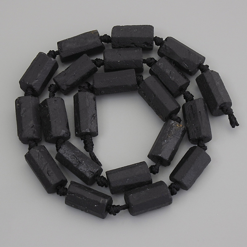 Schorl Tourmaline Beads, raw stone, diameter 14x8mm+- on a strand, length 41cm+