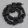 Schorl Tourmaline Beads, raw stone, diameter 15-18x10-12mm+- with 4,5mm+- seed beads on a strand, length 41cm+