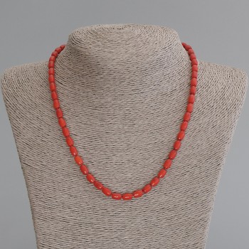 Coral Barrel Bead Necklace 7×5mm ±, length 50cm ± with clasp