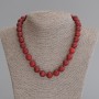 Coral Necklace Smooth Round Bead 12mm +/-, length 45cm+/- with clasp