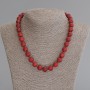 Coral Necklace Smooth Round Bead 11mm +/-, length 50cm+/- with clasp