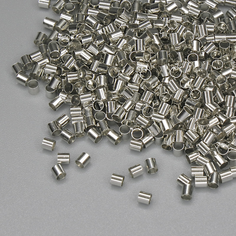 Crimp Fixators "Clamps", Diameter 2mm, Silver-Coloured Metal, 5g Pack