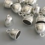 End Cap, Silver-Coloured Metal, Diameter 14x11mm+/-, Pack of 12pcs