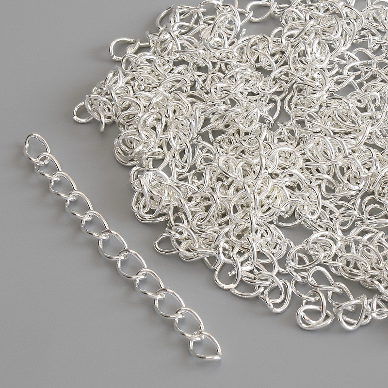 Findings Extension Chain 5cm +/-, Silver-Coloured Metal, Pack (29g+/-)