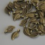Pendant Charm Leaf bronze metal colour, diameter 15x7mm+/- pack of 42pcs
