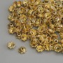 Bead Cap Finding, Gold Metal Colour, Diameter 5.5x1mm+/-, Hole Diameter 1.3mm+/-, Pack of 20g (~143pcs)