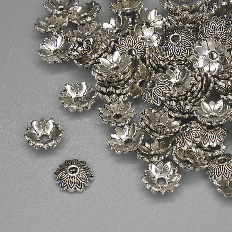 Bead Cap Finding, Metal Colour Silver, Diameter 7.5×1mm+/- Hole Diameter 1.5mm+/- Pack 20g (~89pcs)