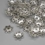 Bead Cap Finding, Metal Colour Silver, Diameter 10mm+/- Hole Diameter 2.2mm+/- Pack 20g (~72pcs)