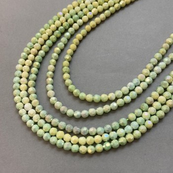 Czech Crystal Beads multicolour with petrol-effect coating on a strand, faceted round bead, diameter 6mm +/-, length 38cm +