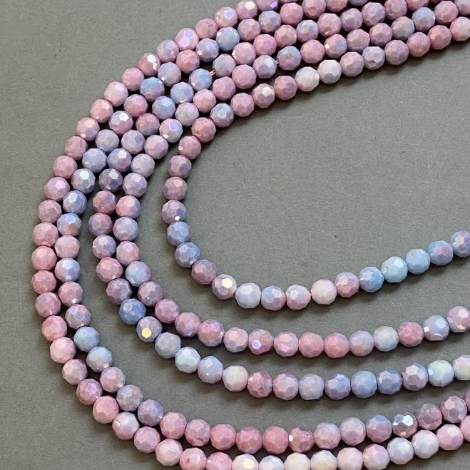 Czech Crystal Beads multicolour on a strand, faceted round bead, diameter 6mm +/-, length 38cm +