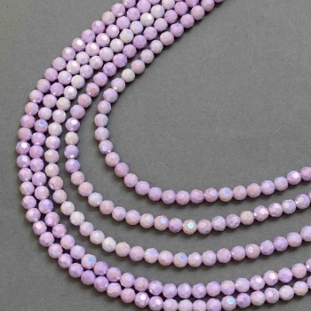 Czech Crystal Beads Lilac on Thread, Faceted Round Bead, Diameter 6mm +/-, Length 38cm +