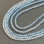 Czech Crystal Beads Blue Multicolour with Petrol Iridescent Coating on Thread, Faceted Cube, Diameter 4x4mm +/-, Length 38cm +