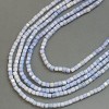 Light Blue Czech Crystal Beads with Petrol Iridescent Coating on Thread, Faceted Cube, Diameter 4x4mm +/-, Length 38cm +