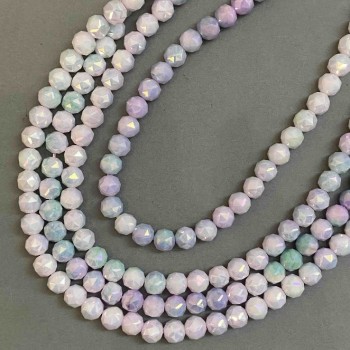 Czech Crystal Beads Multicolour on Thread, Faceted Round, Diameter 8mm +/-, Length 38cm +
