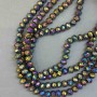 Czech Crystal Beads on Fishing Line, Multicolour with Petrol-Tone Coating, Faceted Rondelle, Diameter 8x6mm +/-, Length 39cm +