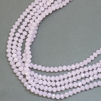 Czech Crystal Beads on Fishing Line, Matte Pink, Faceted Rondelle, Diameter 6x5mm +/-, Length 41cm +