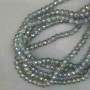 Czech Crystal Beads on Fishing Line, Grey Transparent with Petrol-Tone Coating, Faceted Rondelle, Diameter 8x6mm +/-, Length 38cm +