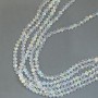 Beads 'Czech Crystal' on a thread, white, transparent with oil-sheen iridescence, faceted rondelle, diameter 6×5mm ±, length 39cm ±