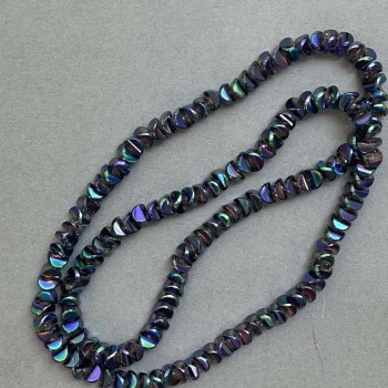 Crystal Beads "Swarovski Style", White with "Petrol" Tone, Diameter 6x3.5mm +/-, Length 49cm +/- on Fishing Line