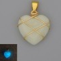 Heart Pendant, Wire-Wrapped Onyx with Blue Glow, 21x21mm+-, Diameter 30mm+