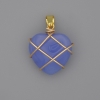Heart Pendant, Wire-Wrapped Aquamarine, 21x21mm+-, Diameter 30mm+
