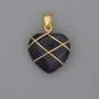 Heart Pendant, Wire-Wrapped Aventurine "Cairo Night", 21x21mm+-, Diameter 30mm+