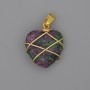 Heart Pendant, Wire-Wrapped Zoisite, 21x21mm+-, Diameter 30mm+