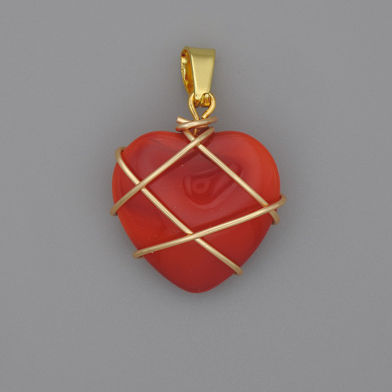 Wire-Wrapped Heart Pendant Tourmaline, 21x21mm+-, diameter 30mm+