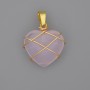 Heart Pendant, Wire-Wrapped Rose Quartz, 21x21mm+-, Diameter 30mm+