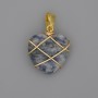 Heart Pendant, Wire-Wrapped Sodalite, 21x21mm+-, Diameter 30mm+