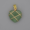 Wire-Wrapped Jade Heart Pendant 21x21mm+/-, diameter 30mm+