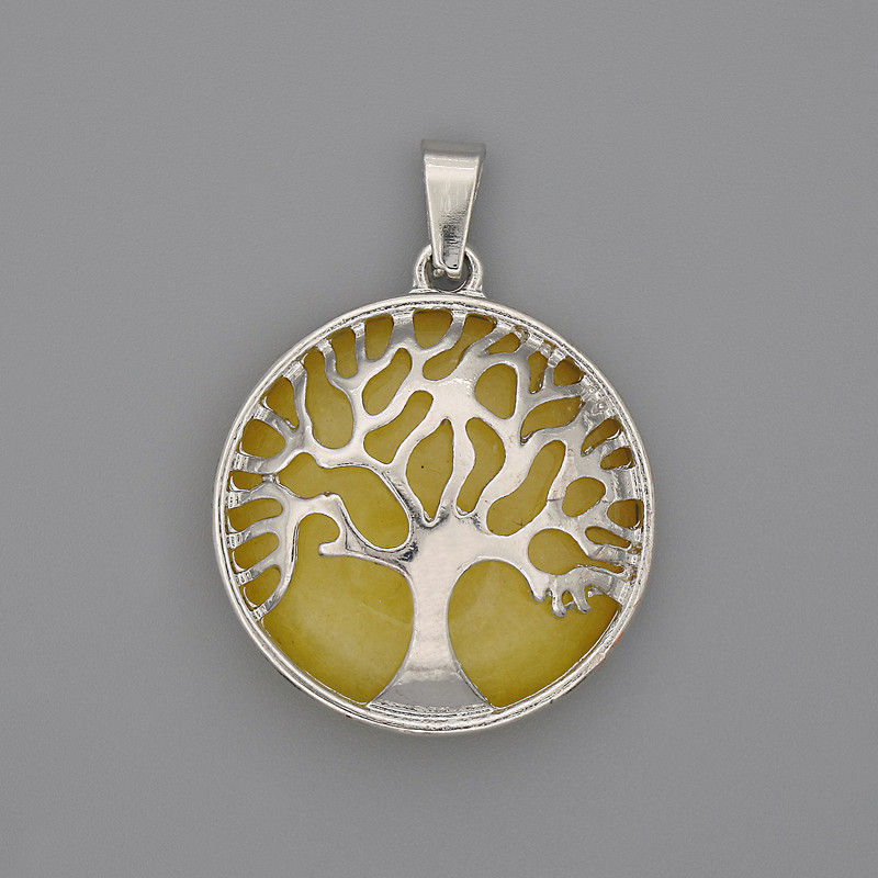 Citrine Pendant in "Tree of Life" Setting, diameter 27mm+/-, length 37mm+