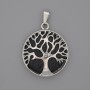 Clearance! Lava Stone Pendant in "Tree of Life" Setting, diameter 27mm+/-, length 37mm+