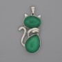 Cat Pendant Chrysoprase 42x25mm+-, length 50mm+