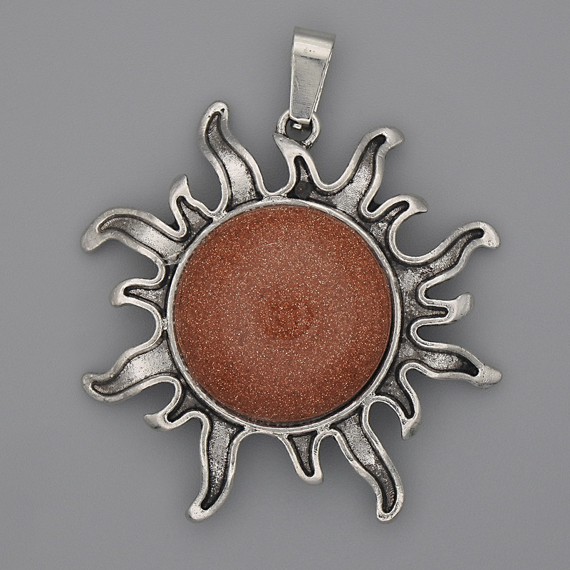 Sun Pendant, Golden Sand Aventurine 39mm+-, length 46mm+