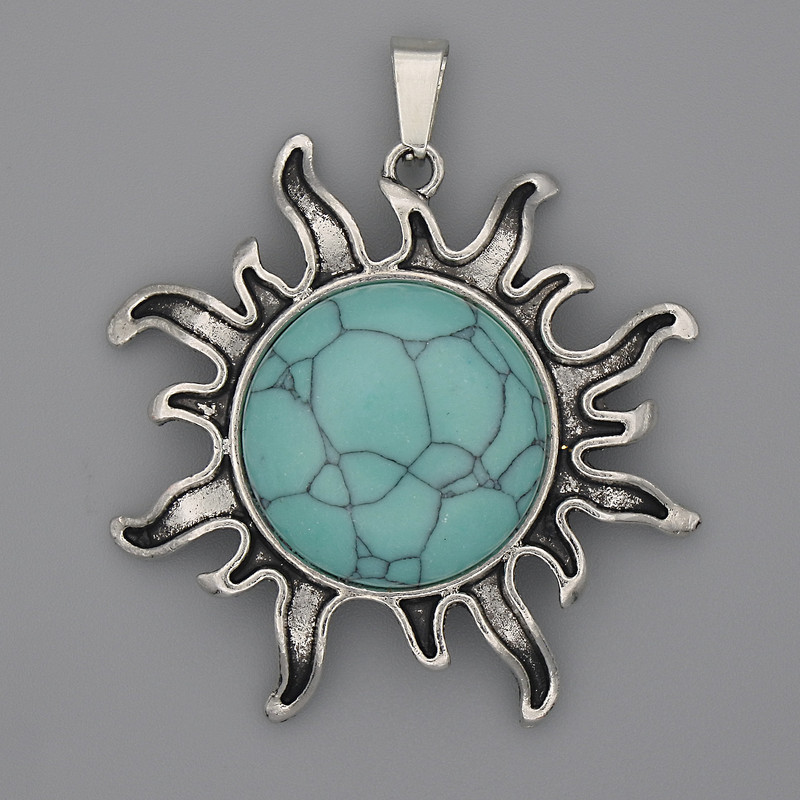 Sun Pendant, Turquoise 39mm+-, length 46mm+