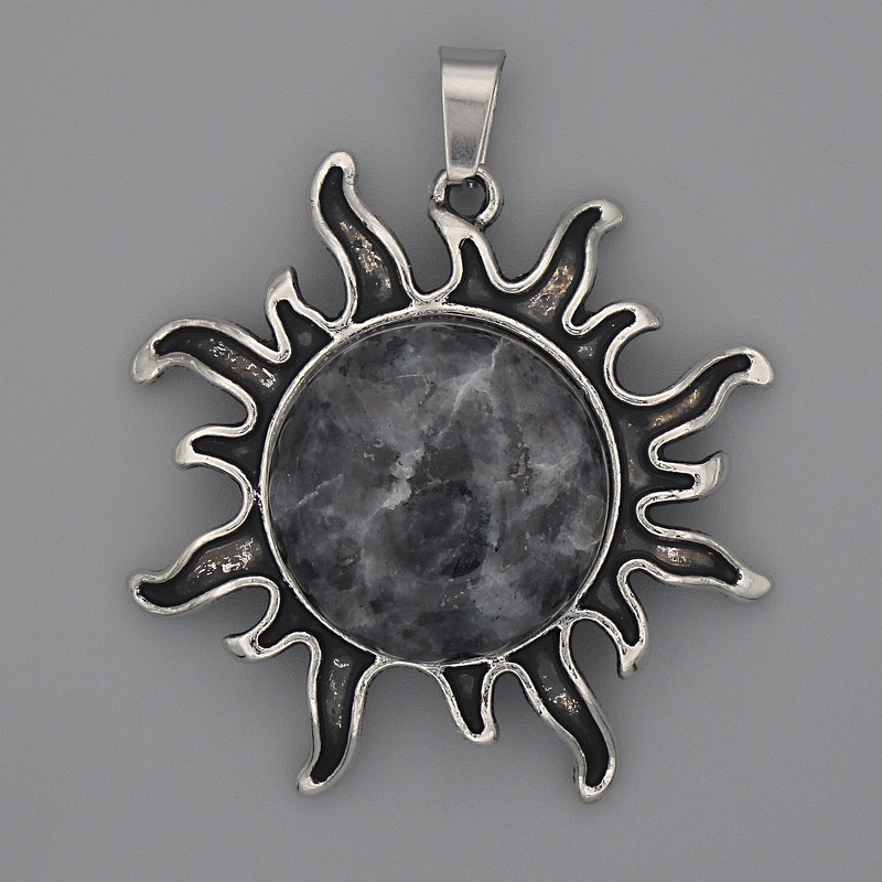 Sun Pendant, Larvikite 39mm+-, length 46mm+
