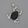 Toad Pendant Black Agate 29x28mm+-, length 37mm+