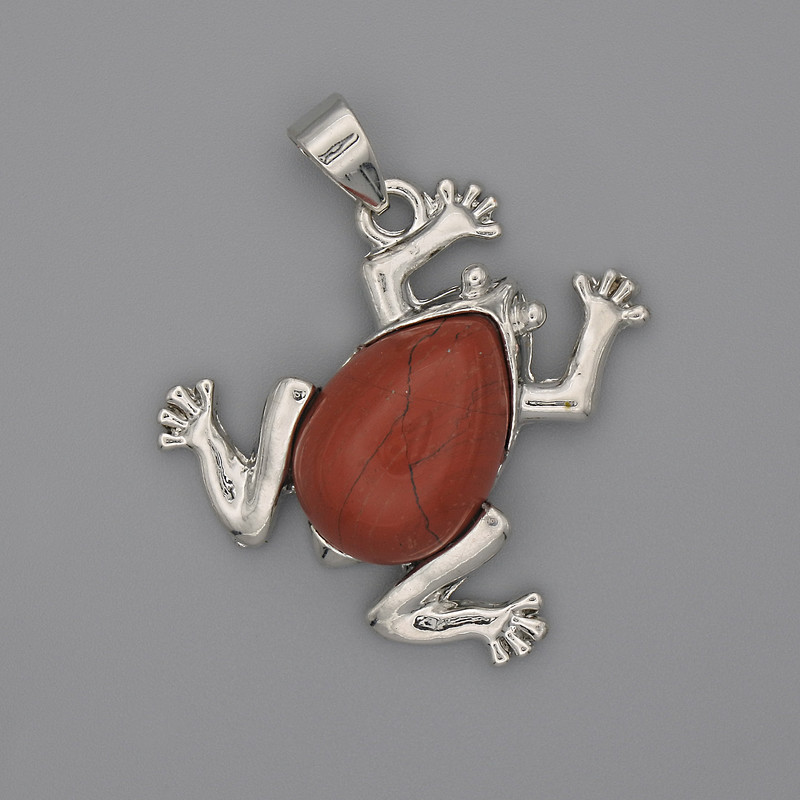 Frog Red Jasper Pendant 29x28mm+-, length 37mm+