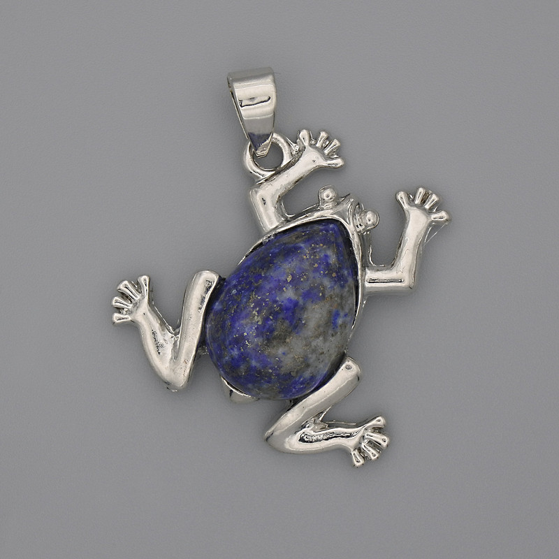 Toad Pendant Lapis Lazuli 29x28mm+-, length 37mm+