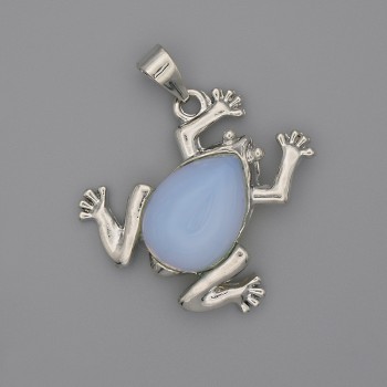 Moonstone Frog Pendant 29x28mm+/-, length 37mm+