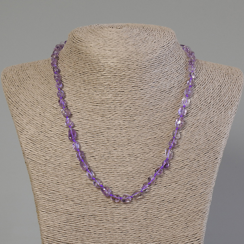 Natural Amethyst Tumbled Stone Necklace, diameter 7-9x6-7mm+-, length 50cm+- with clasp