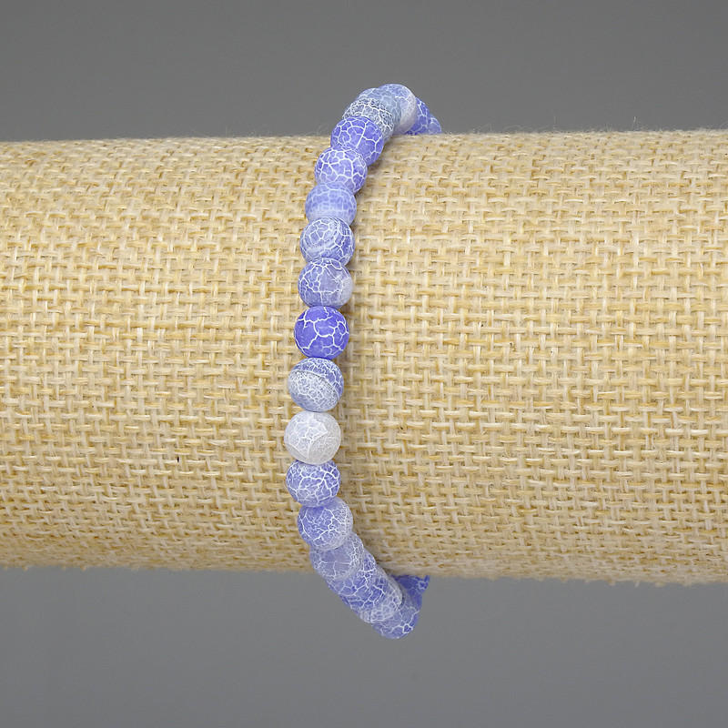 Frosty Agate Smooth Round Bead Bracelet 6mm+/-, length 18cm+/-, stretch