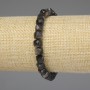 Silver Obsidian Faceted Cube Bracelet 6x6mm+/-, length 18cm+/-, stretch