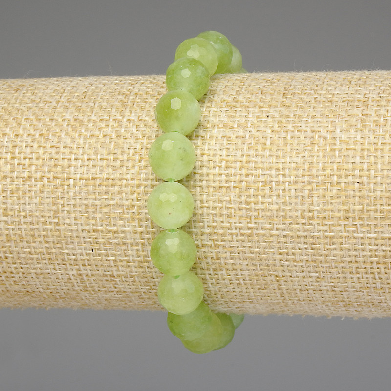 Chrysolite Olivine Bracelet, Faceted Bead 10mm+-, Length 18cm+- Stretch