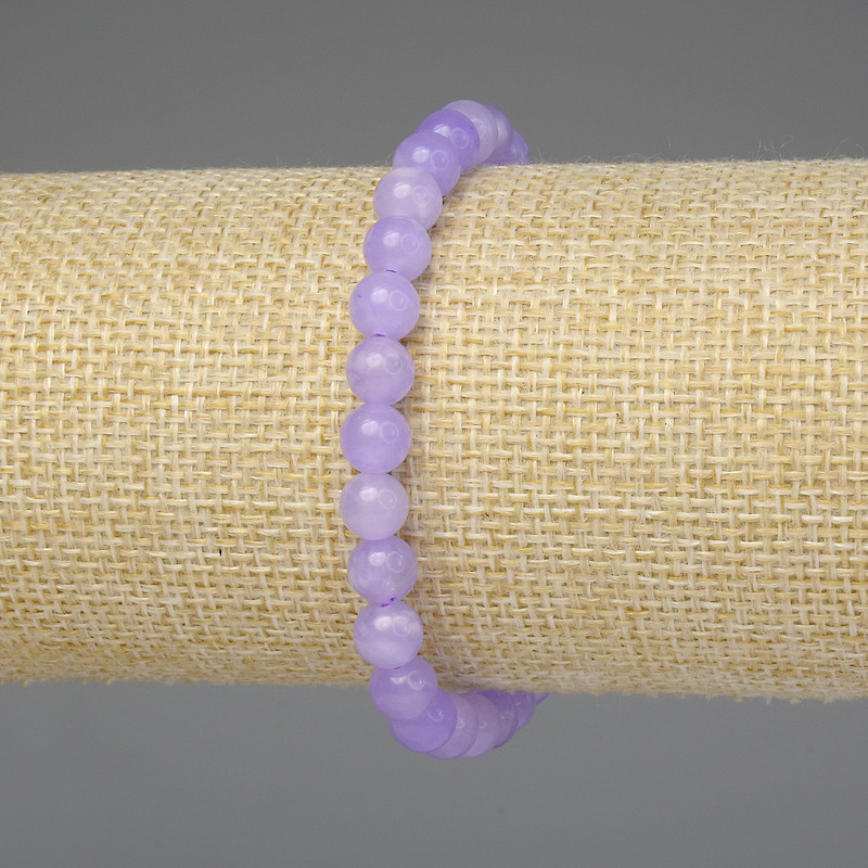 Lavender Amethyst Bracelet Smooth Round Bead 6mm+-, length 18cm+- stretch