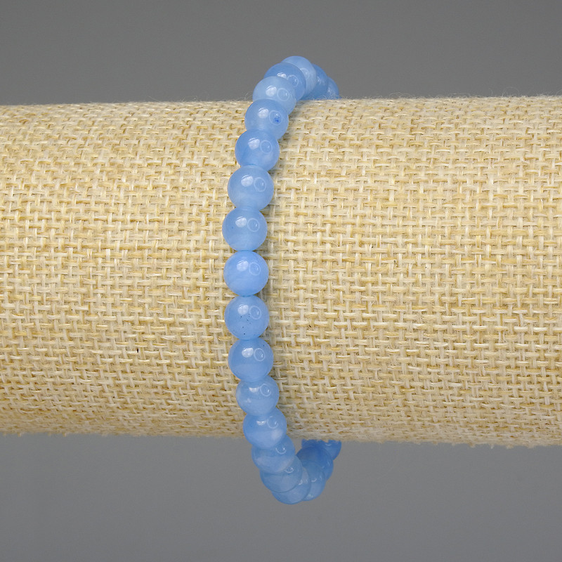 Bracelet Aquamarine smooth round bead 6mm+-, length 18cm+- stretch