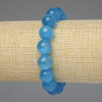 Azure Cat's Eye Bracelet, smooth bead 2mm+-, length 18cm+- stretch