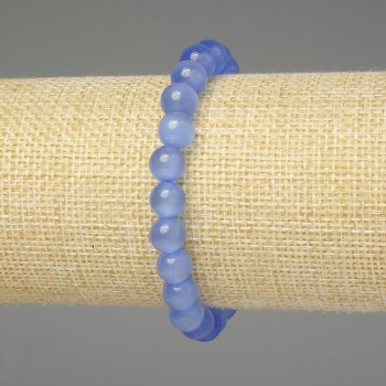Blue Cat's Eye Bracelet, smooth bead 8mm+-, length 18cm+- stretch