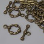 Toggle Clasp Finding, diameter 19.5x3.5mm+- ring, diameter 14mm+-, hole diameter 9mm+- bronze metal colour, pack of 11pcs+